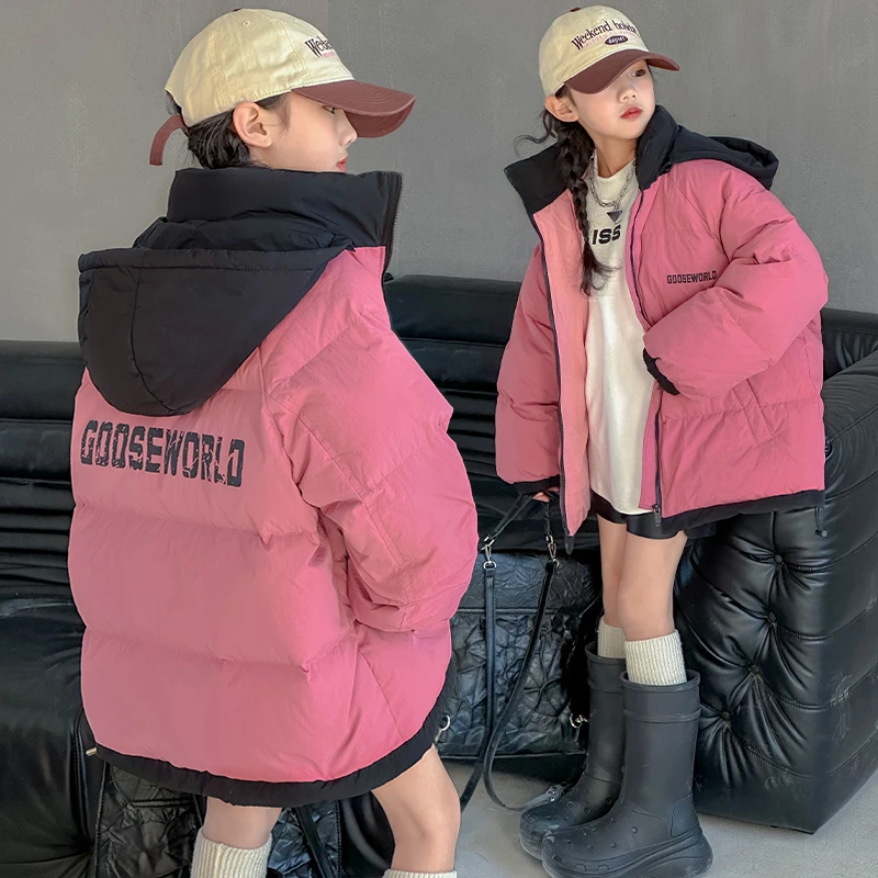 女童棉服2023新款儿童冬装洋气棉衣女孩大童冬季棉袄加厚连帽外套