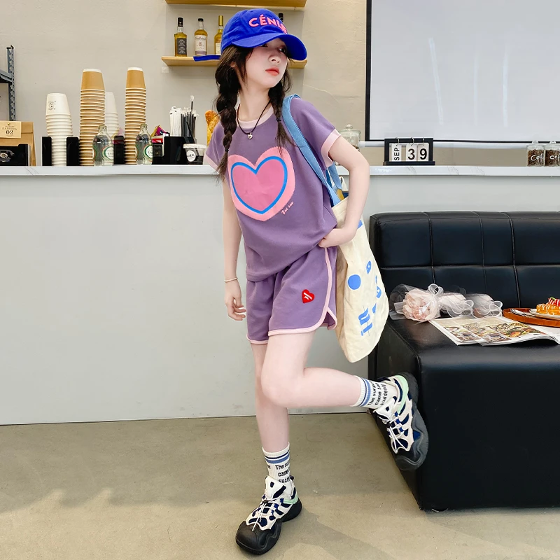 女童运动套装2024新款洋气时髦夏季薄款短袖短裤休闲夏装两件套