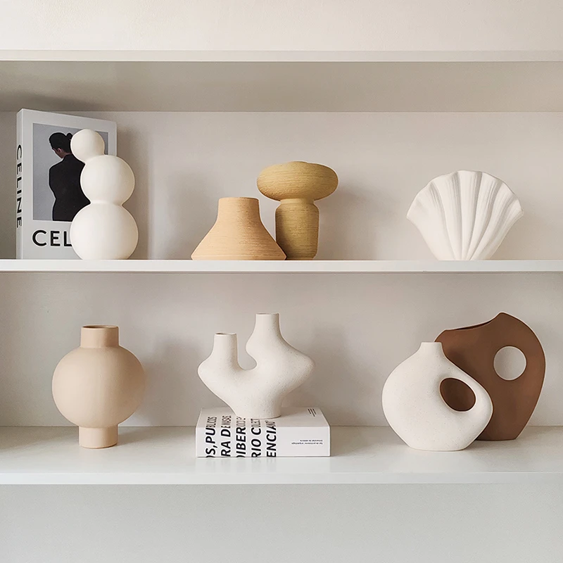 态生活ins奶油风高级感花瓶摆件客厅酒柜书柜高颜值软装创意饰品