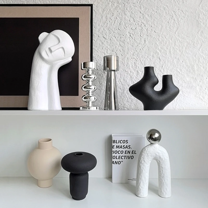 态生活 ins诧寂风黑白软装小摆件客厅酒柜样板间小众高级感装饰品