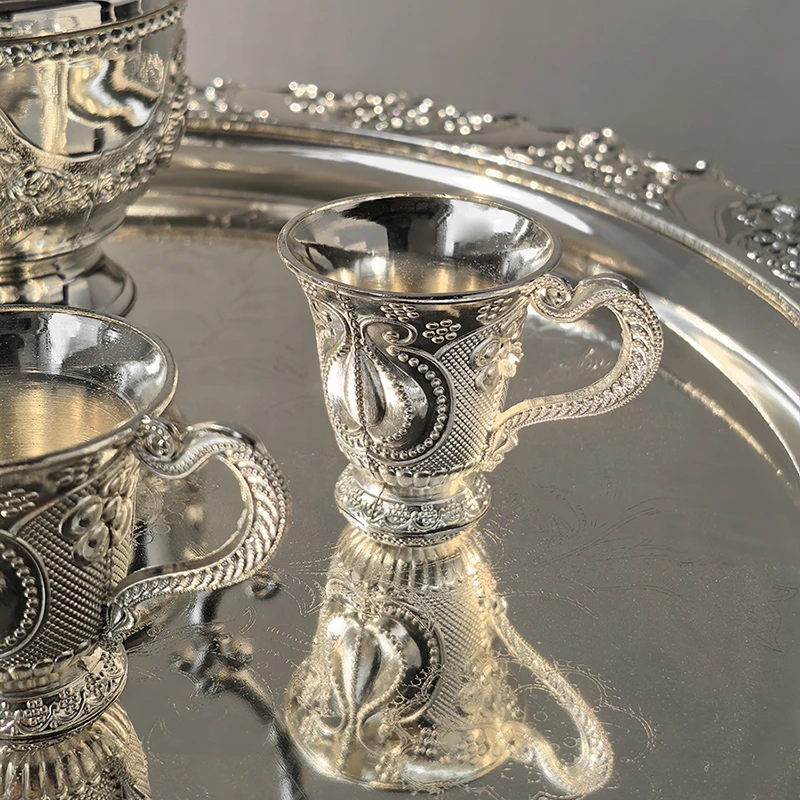 态生活复古风电镀银小酒杯家用创意白酒杯高颜值迷你玻璃杯一口杯