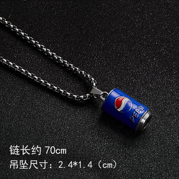 钛钢项链 潮搭创意小可乐钛钢项链春夏服饰搭配毛衣链