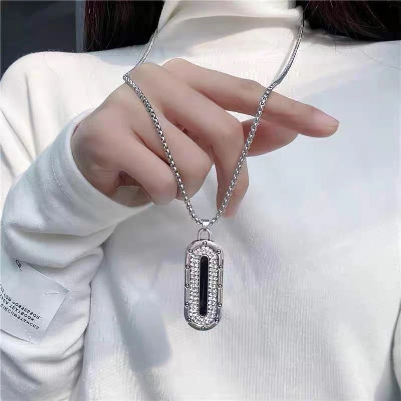 钛钢项链 时尚满钻滴油瓶造型个性韩版气质项链毛衣链