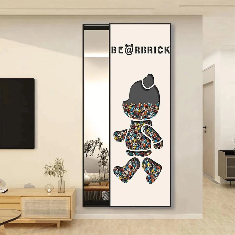 艺术北欧风隐形全身镜推拉隐藏式镜子卧室试衣镜壁挂式家用穿衣镜