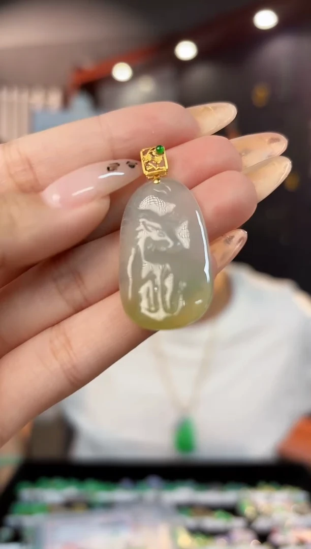 【闪购商品】翡翠颈饰18K金镶嵌缅料A货/支持复检/一件