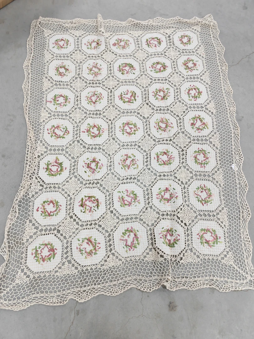 孤510  本色丝带绣花桌布 1.1*1.6m