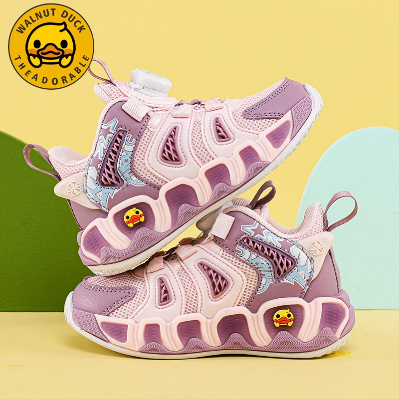 小黄鸭女童鞋子2024春秋新款儿童网面轻便中小童中大童防滑休闲鞋
