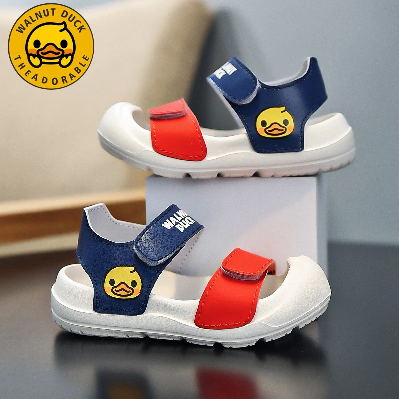 核桃小鸭男童凉鞋2024夏季新款包头软底防滑耐磨沙滩儿童鞋子休闲