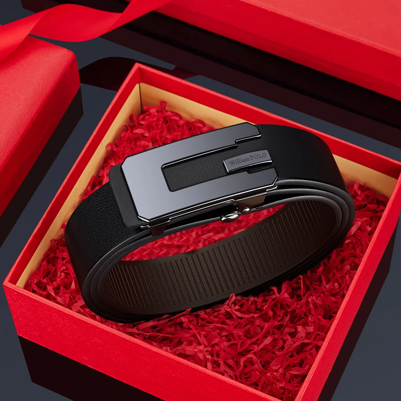 英皇保罗无牙内穿高档男士真皮腰带自动扣青年休闲潮流牛皮裤腰带