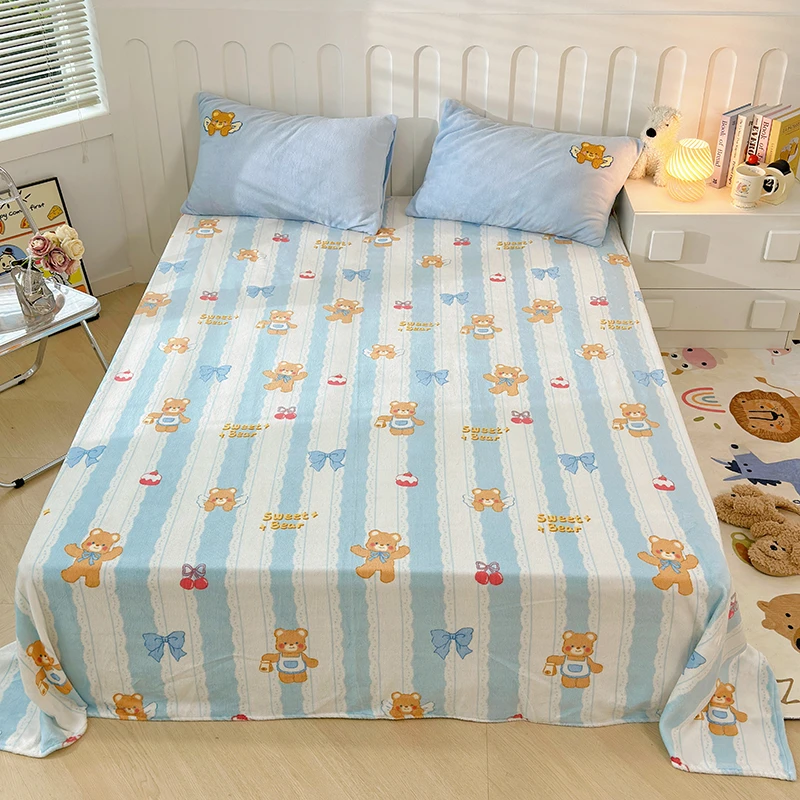 牙哥甄选全消光牛奶绒卡通可爱风单床单总单人床双人床不起静电