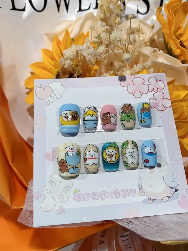 线条小狗纯手工制作定制穿戴甲