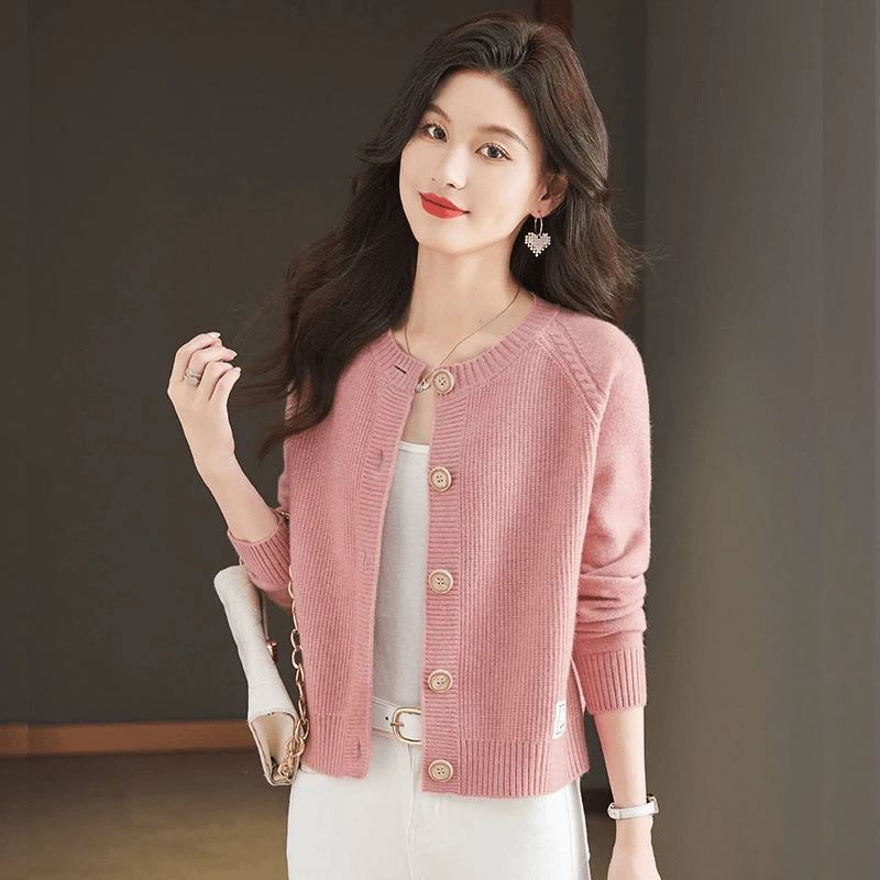 时尚小香风短款外套气质小个子毛衣开衫宽松洋气长袖针织衫上衣女