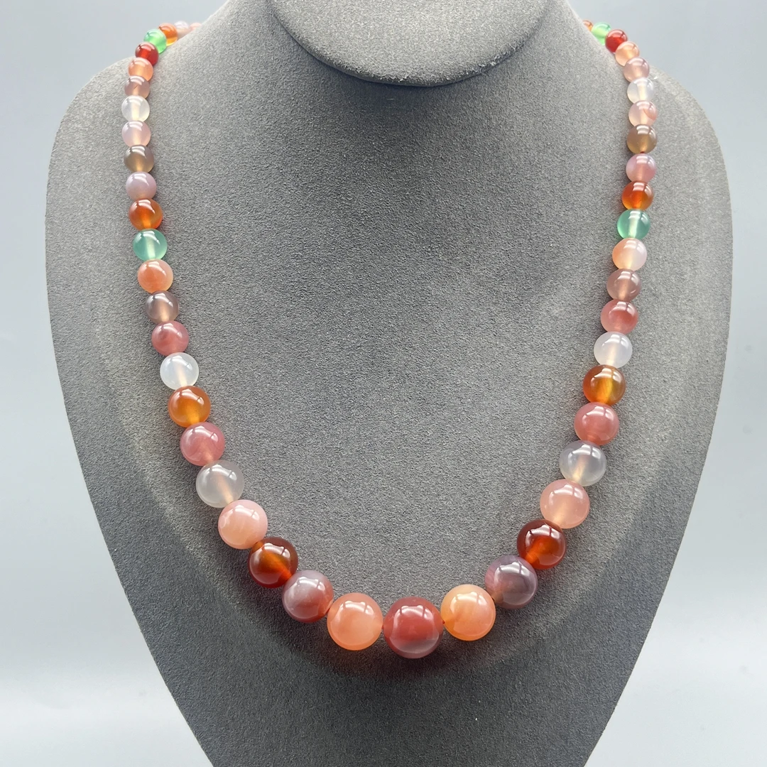 天然盐源玛瑙塔链毛衣链彩色玛瑙项链锁骨链送妈妈送长辈A277