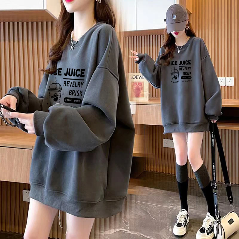 新款爆款街头oversize复古风卫衣女秋冬宽松洋气减龄休闲百搭上衣