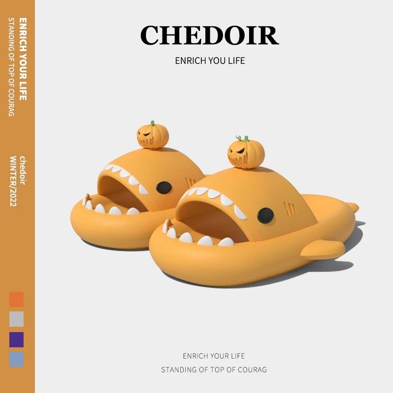 chedoir搞怪南瓜头鲨鱼拖鞋男女情侣夏季居家室内防滑ins外穿凉拖