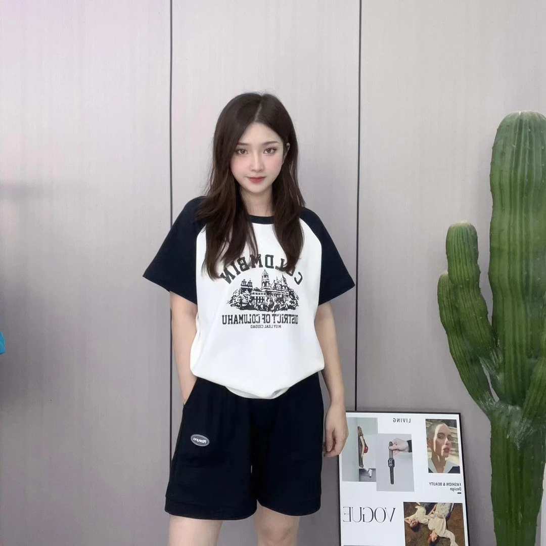 韩版休闲套装居家服外穿运动显瘦百搭减龄印花