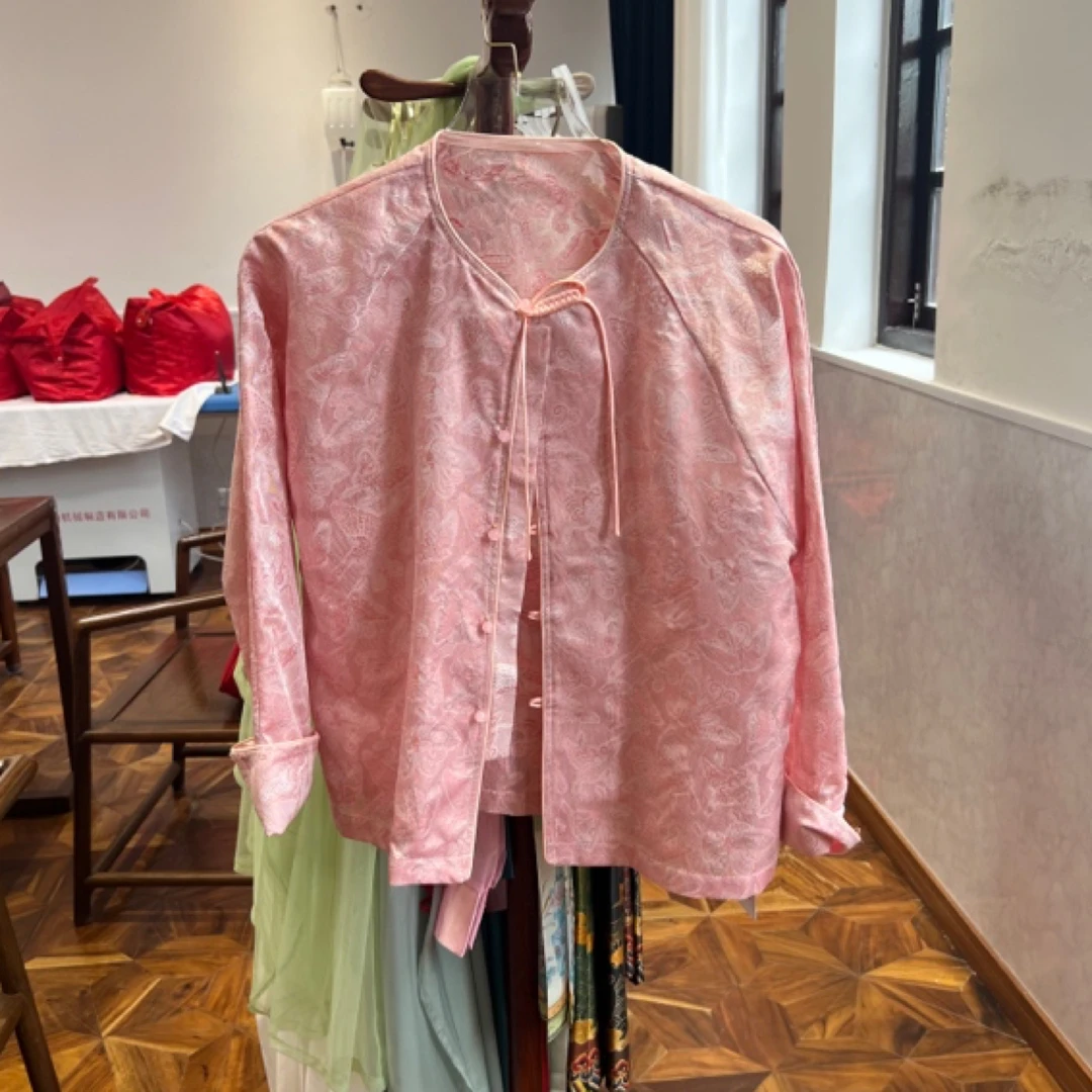 100%桑蚕丝四经绞罗上衣新中式女装
