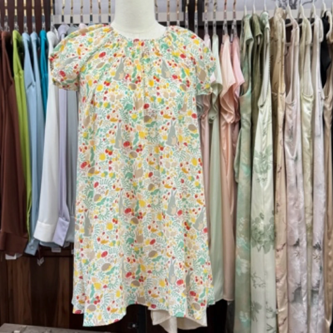 100%桑蚕丝真丝泡泡袖