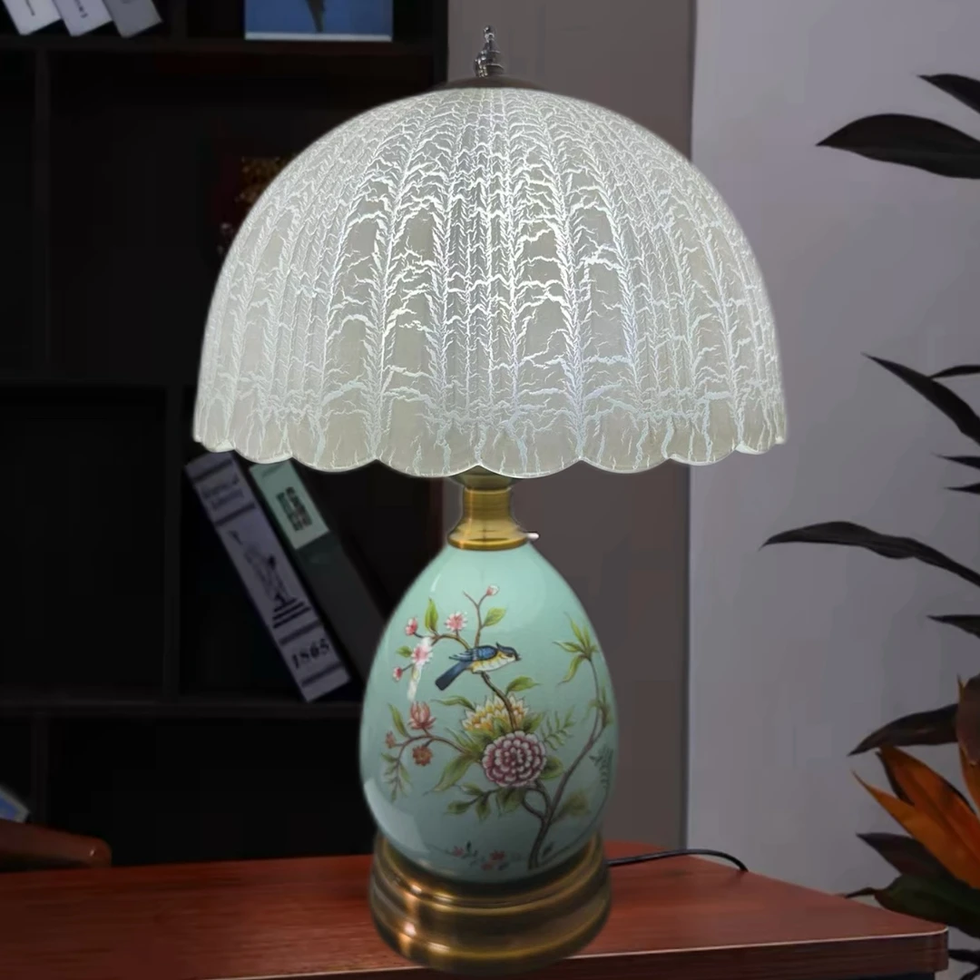 美式复古欧式主卧床头灯卧室花鸟设计创意家居台灯夜灯