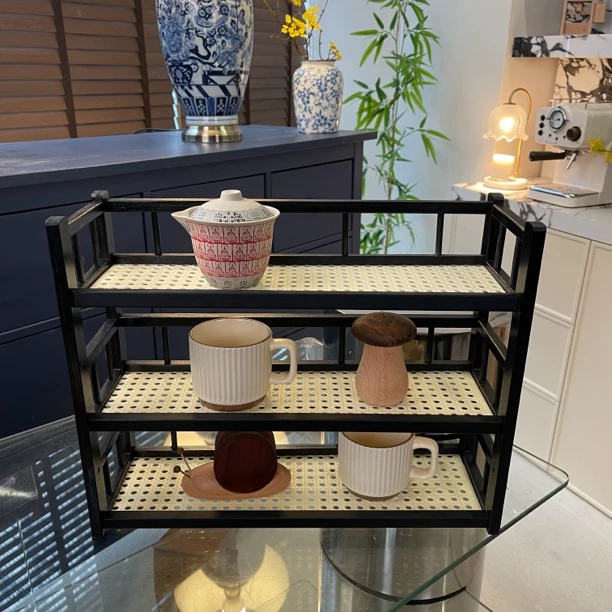 茶杯架子茶室置物架非实木中式桌面博古架茶桌茶叶展示架小型收纳