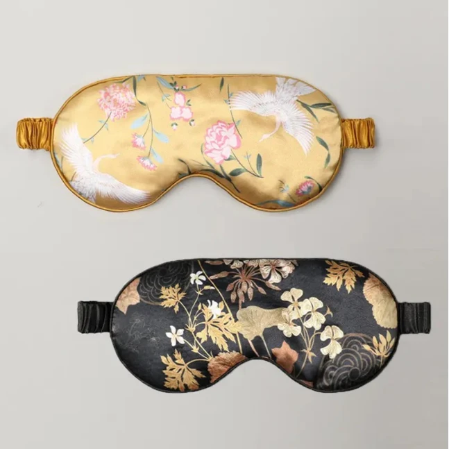 新款双面眼罩国潮图案色丁护眼罩松紧绑带眼罩