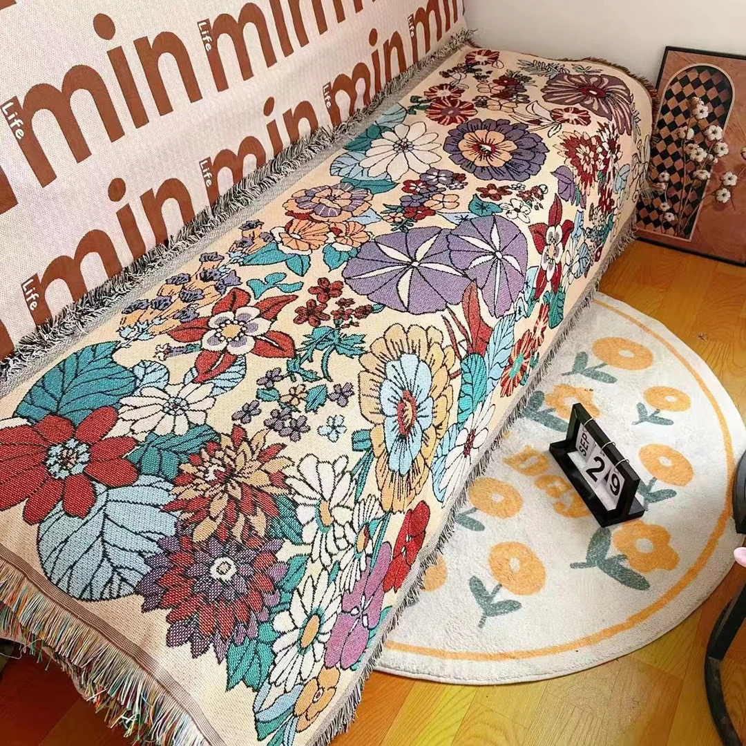 沙发全盖巾防滑文艺田园风2024款防滑坐垫直排沙发套罩防尘盖巾