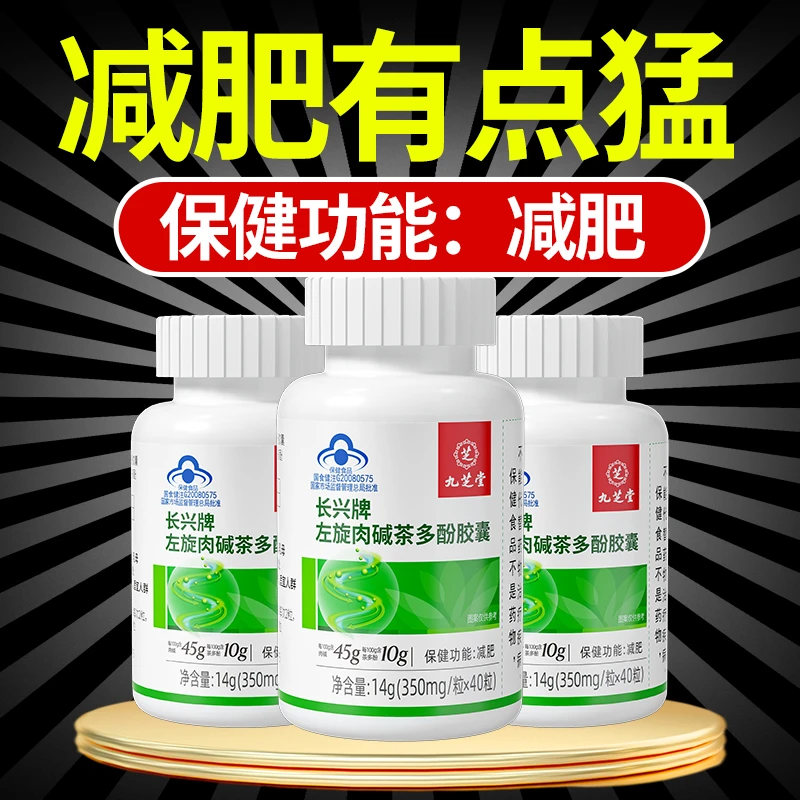 减肥【一个月的量】九芝堂左旋肉碱茶多酚胶囊湿胖虚胖减肥6瓶装