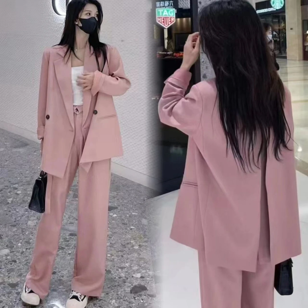 休闲西装气质套装2023秋季时尚潮流洋气穿搭宽松显瘦阔腿裤两件套