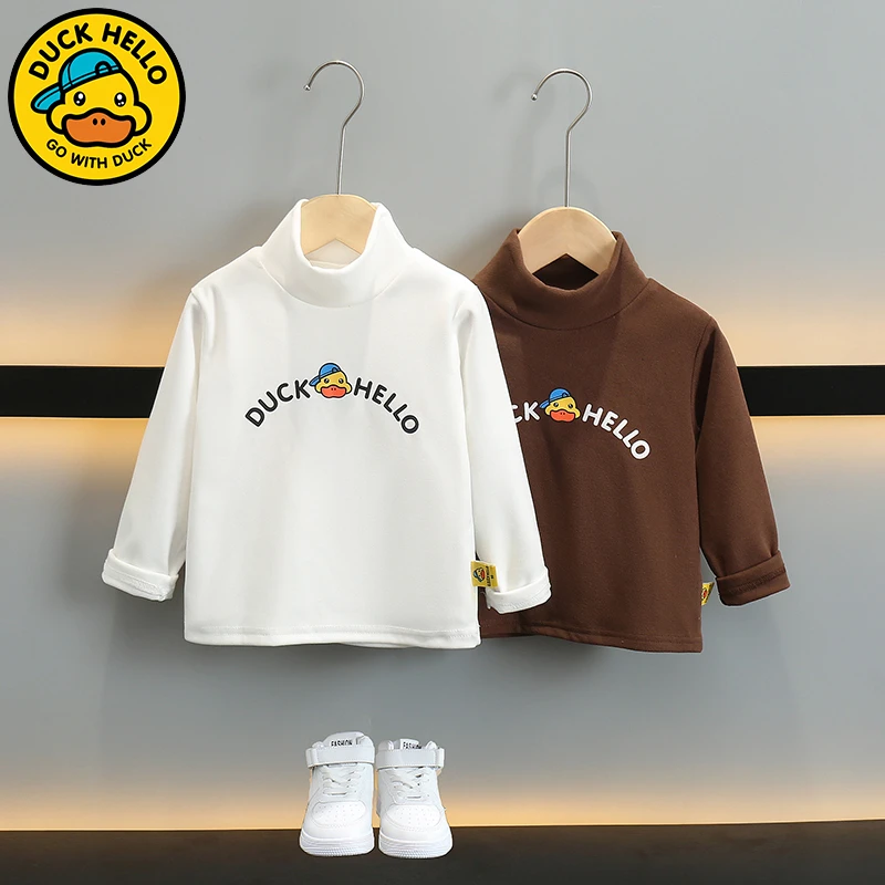 小黄鸭儿童打底衫2024新款男女宝长袖T恤中小童春秋冬季半高领