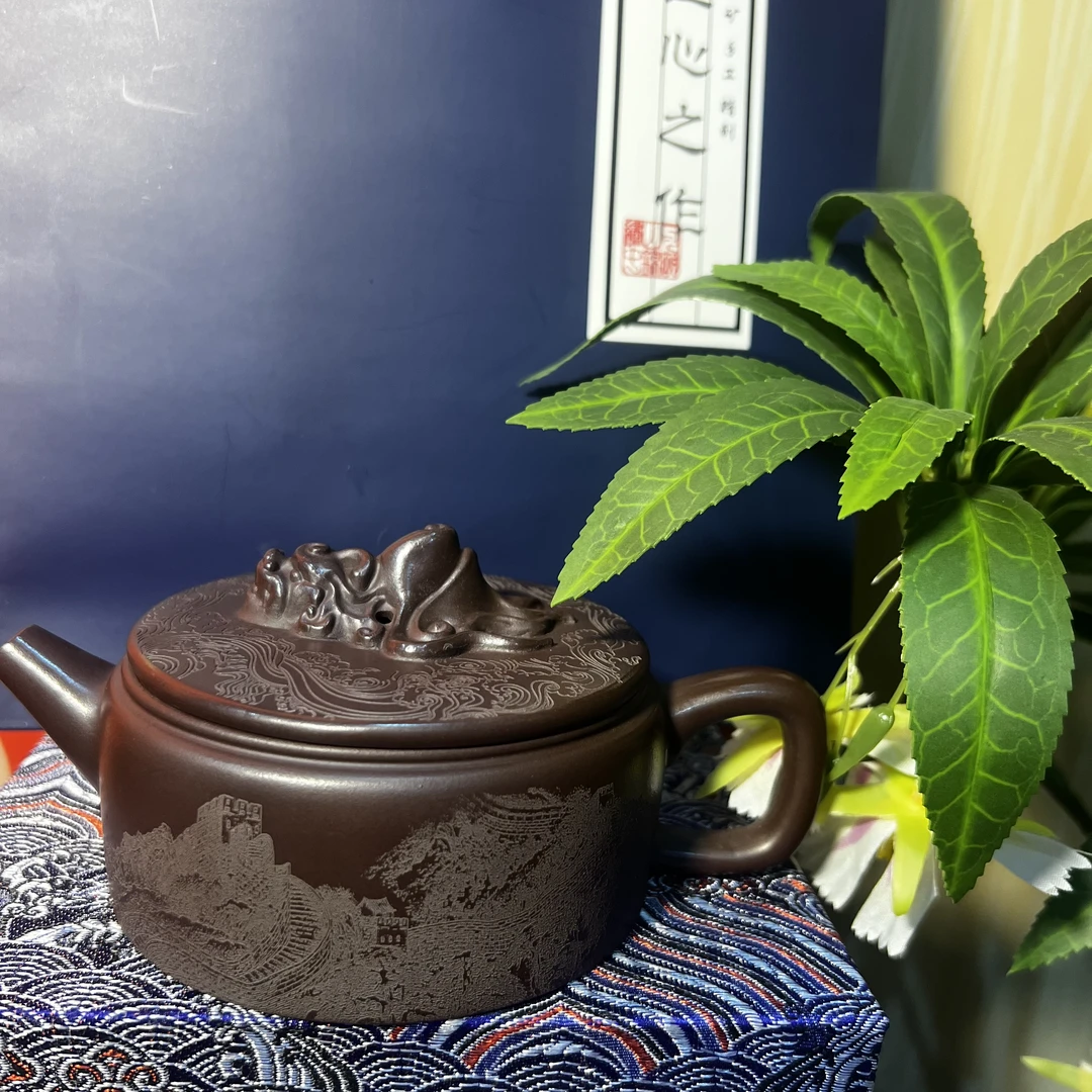 游龙祥瑞大口汉瓦紫茄泥紫砂壶喝茶必备【华】