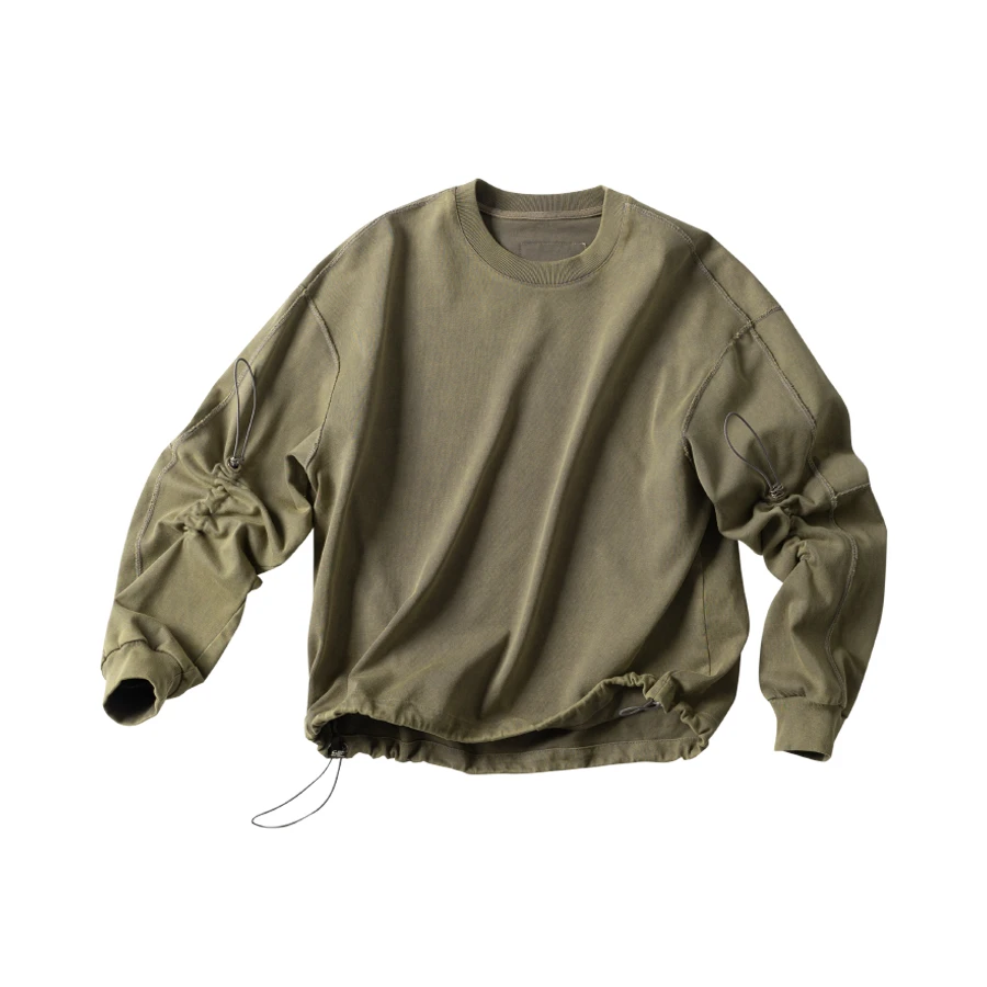 11St Crops x ANYDOOR "水洗"重酵洗棕绿泛黄做旧复古廓形卫衣