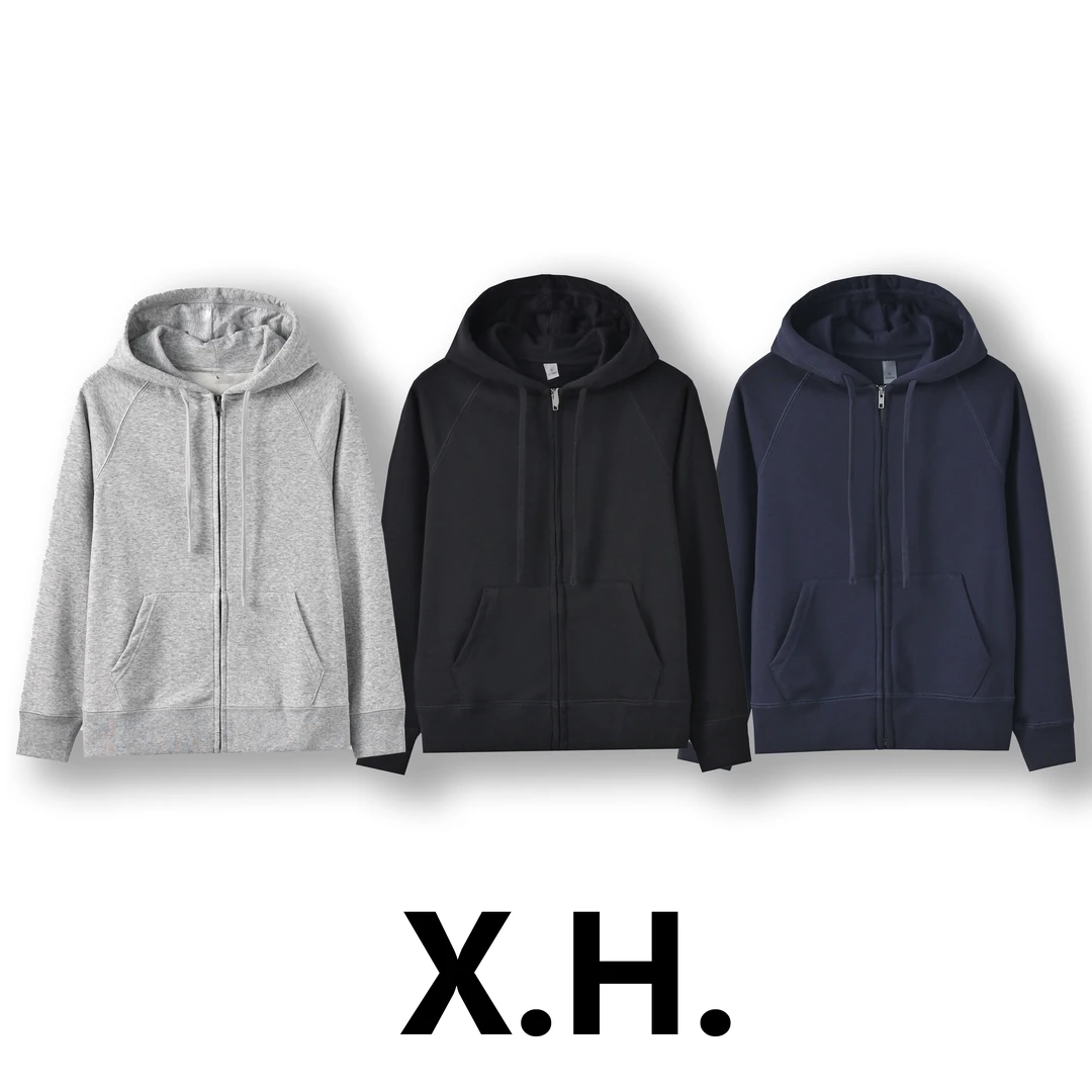 外贸净版毛圈连帽拉链外套百搭开衫