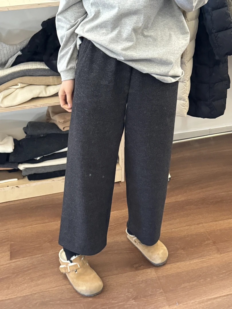 无侧拼缝毛呢休闲裤