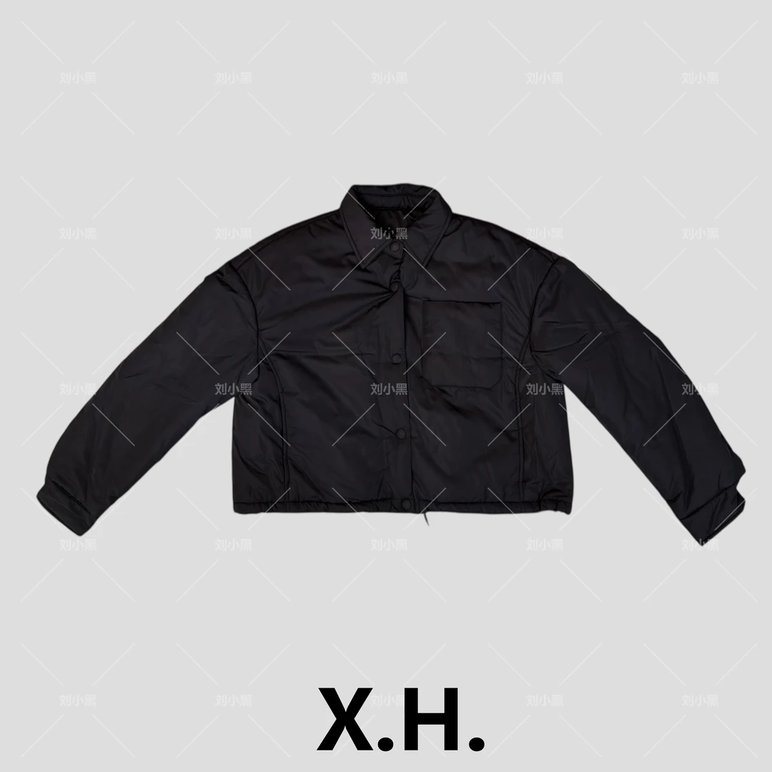 【刘小黑】单口袋翻领棉服短外套
