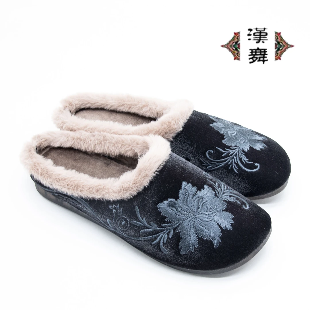 汉舞中国风平底包头拖鞋冬季保暖女拖鞋 23T095