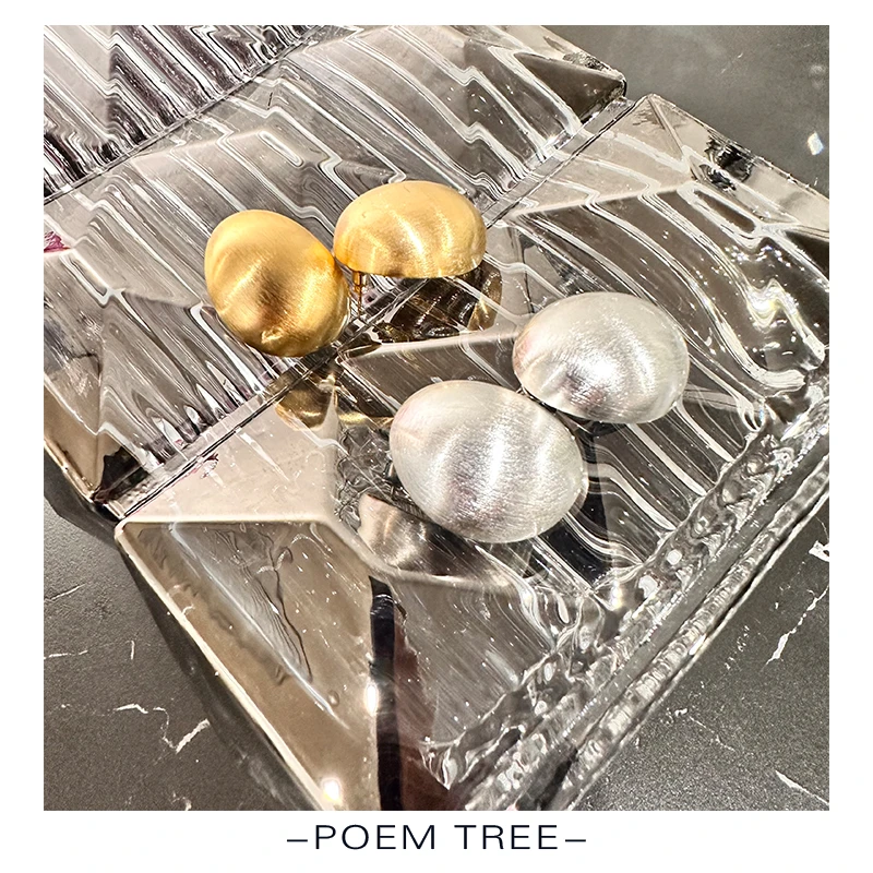 925银耳饰 poemtree“拉丝蛋壳”复古简约百搭小众925银耳钉SZ23134