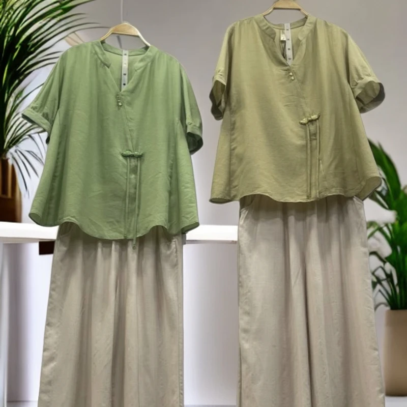 9883丽菲雅中式套装上衣裤子两件套