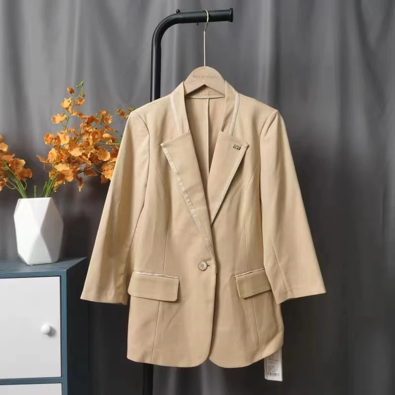 秋季新款气质简约时尚纯色百搭女士西服外套3868
