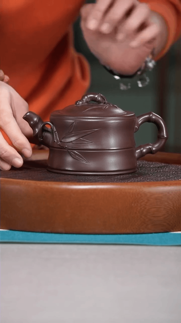 【闪购商品】紫砂茶壶紫朱泥仿生竹韵240CC