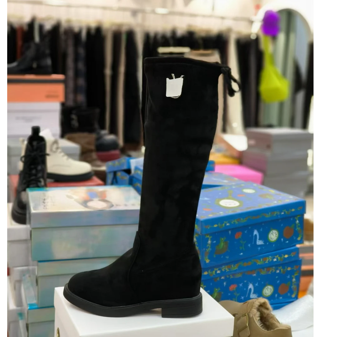 时尚百搭女士黑色加绒过膝长筒休闲秋冬冬季靴8930-8931