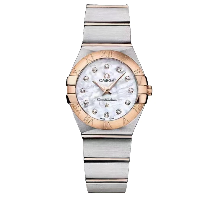 95新 Omega/欧米茄 星座女表公价36300/石英全套/24表径原钻/女款