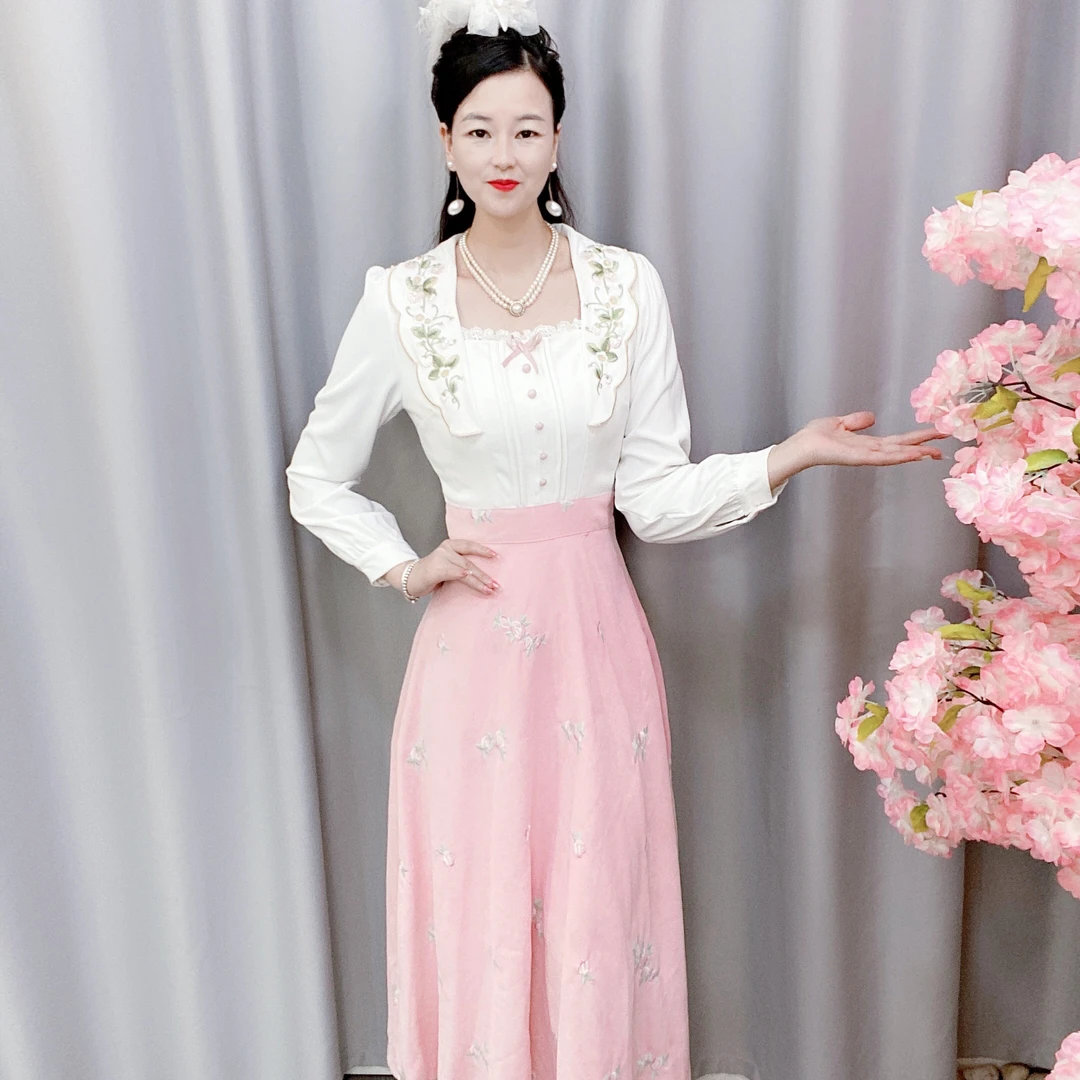 2022022022新款女装长袖修身显瘦拼接假两件气质连衣裙