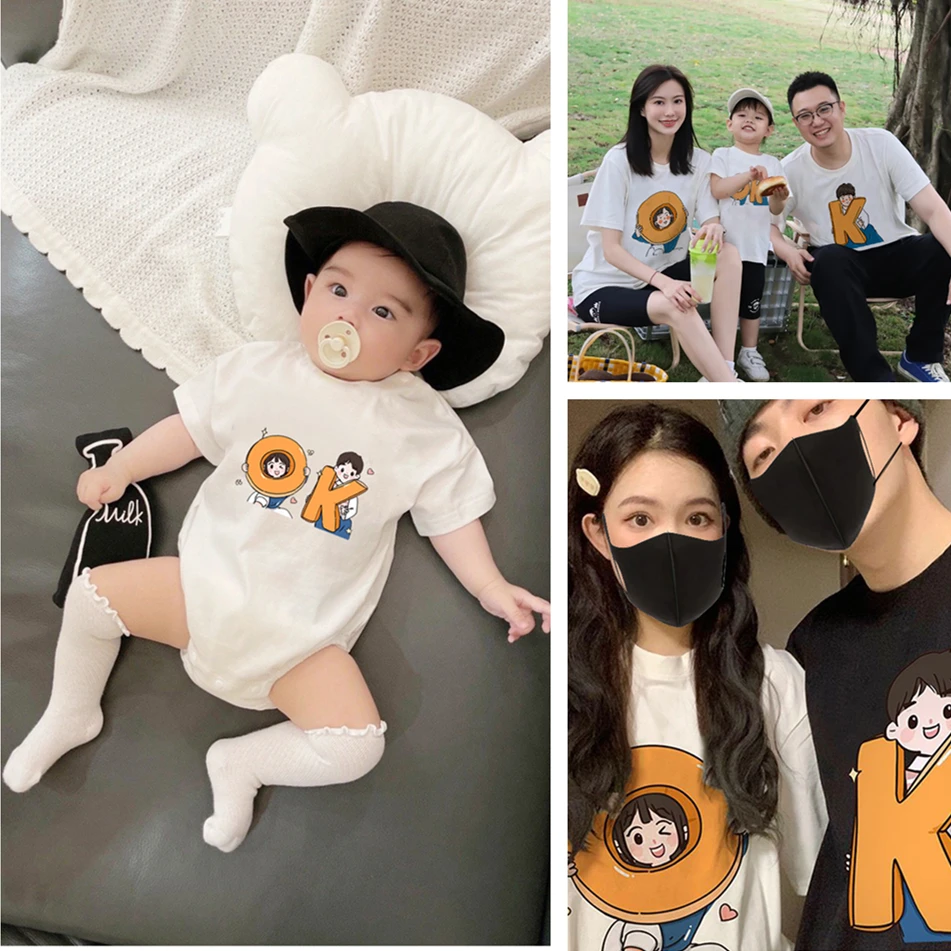 亲子装母子装2025新款爆款一家三四口家庭装t恤夏季婴儿母女短袖