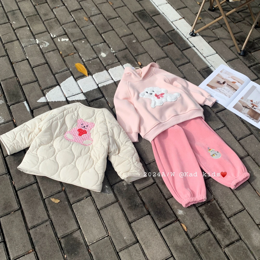 [清仓款]K3017-小熊绗线棉衣+K3015-贴绣加绒裤