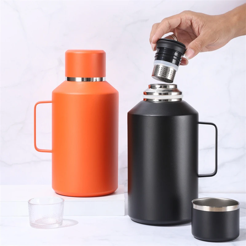 创意不锈钢保温水壶便携式家用保温杯焖茶壶保温瓶茶水分离大容量