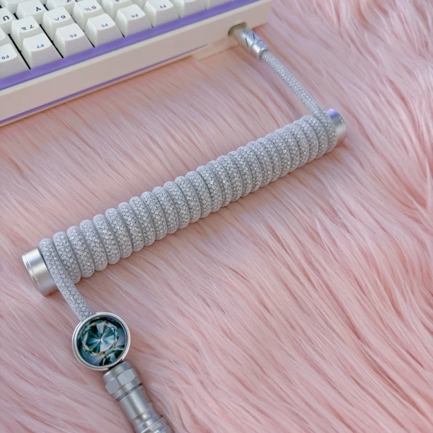 winshop水晶钻石机械键盘航插线 螺旋线 数据线 桌搭 电竞 新款