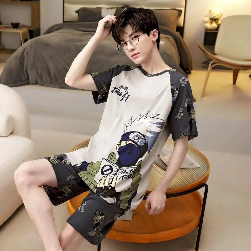 男士睡衣夏季薄款纯棉青少年男孩初中学生大童短袖家居服套装5803