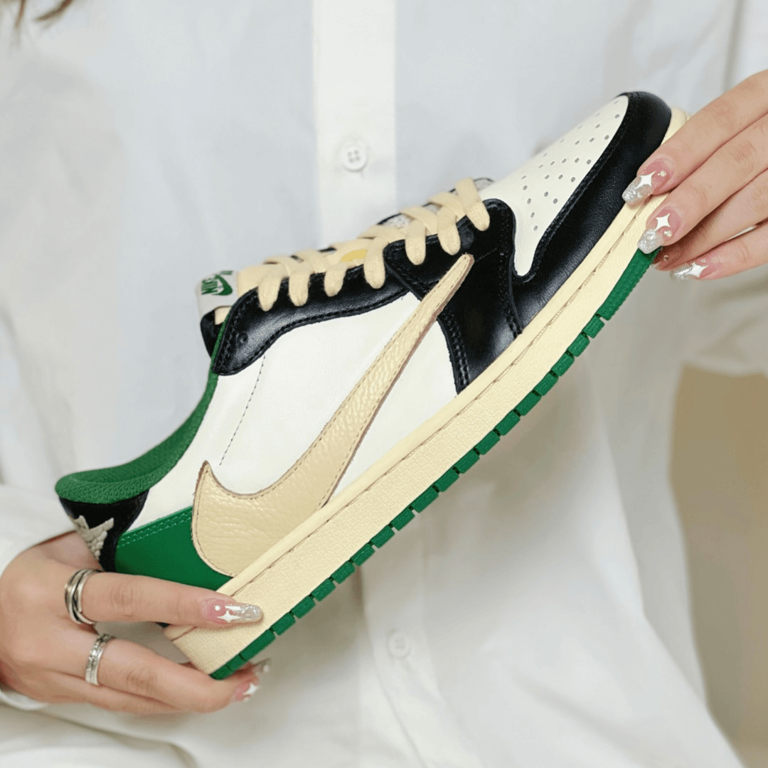 Nike/耐克AirJordan1Low白绿黑复古男女运动休闲百搭鞋【球鞋定制】