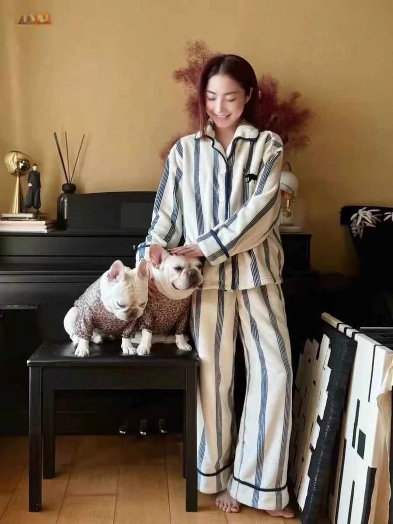 时梦也【野-SP】家居都市野兽法兰绒井柏然同款情侣睡衣长款家居服