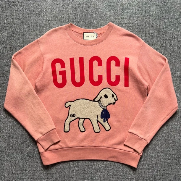 Gucci 小羊刺绣粉色卫衣/os xs码/95新/10743